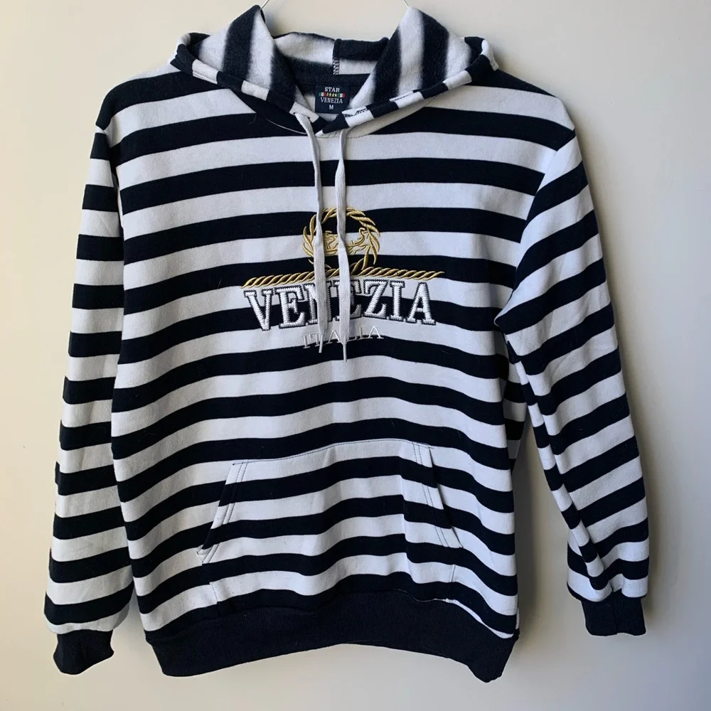 Striped Black and White Hoodie - Picture 1 of 4